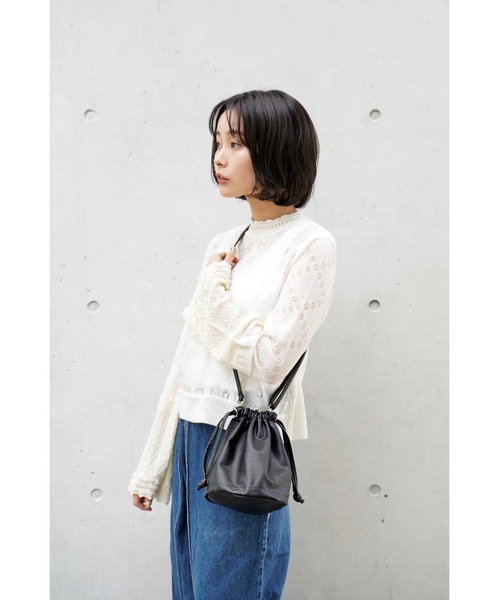 DEVICE（デバイス）の「【WEARISTA じーたー×DEVICE コラボ】Rename ソフトフェイクレザー 巾着 トート ショルダーバッグ（ショルダーバッグ・メンズ・ブラック/ベージュ/グリーン/シルバー/ゴールド・FREE）」の8枚目の写真