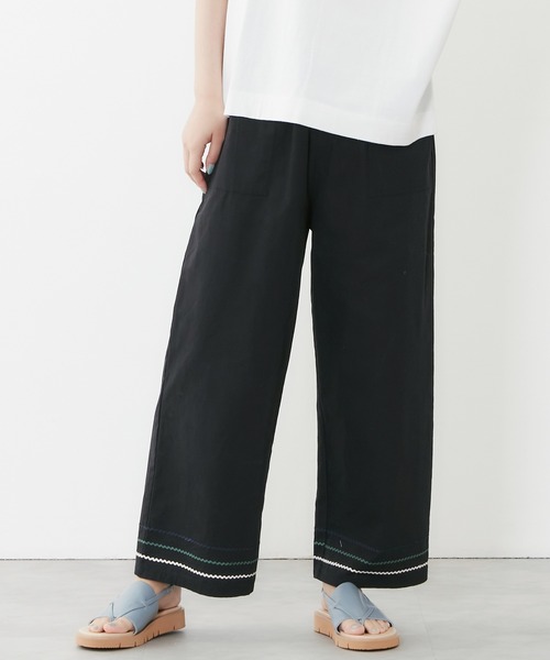 POU DOU DOU（プードゥドゥ）の「山道テープ使いマリンパンツ（その他パンツ・レディース・ブラック/キナリ・3）」の2枚目の写真