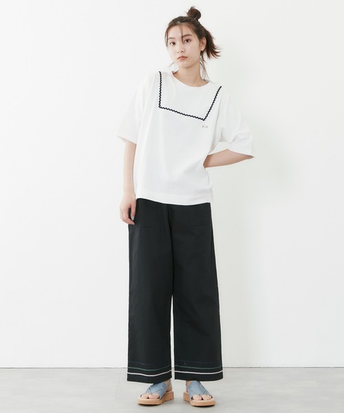 POU DOU DOU（プードゥドゥ）の「山道テープ使いマリンパンツ（その他パンツ・レディース・ブラック/キナリ・3）」の14枚目の写真