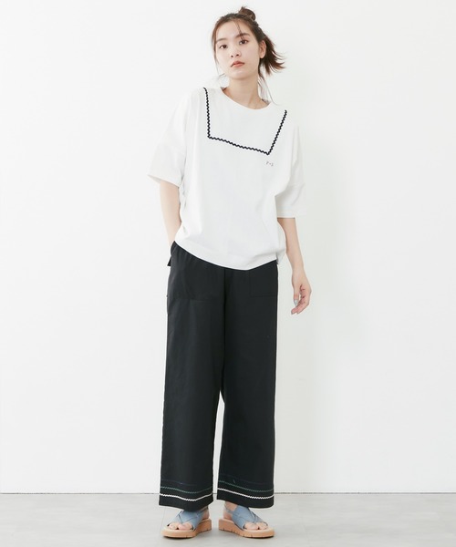 POU DOU DOU（プードゥドゥ）の「山道テープ使いマリンパンツ（その他パンツ・レディース・ブラック/キナリ・3）」の16枚目の写真