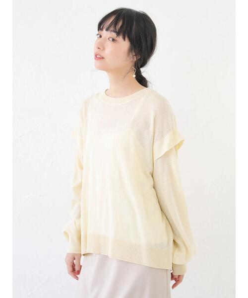 earth music&ecology（アースミュージックアンドエコロジー）の「SET2点 シアーニット+インナー ＊（ニット/セーター・レディース・ライトイエロー/アイボリー/ブラウン・FREE）」の8枚目の写真