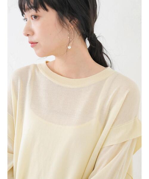 earth music&ecology（アースミュージックアンドエコロジー）の「SET2点 シアーニット+インナー ＊（ニット/セーター・レディース・ライトイエロー/アイボリー/ブラウン・FREE）」の9枚目の写真