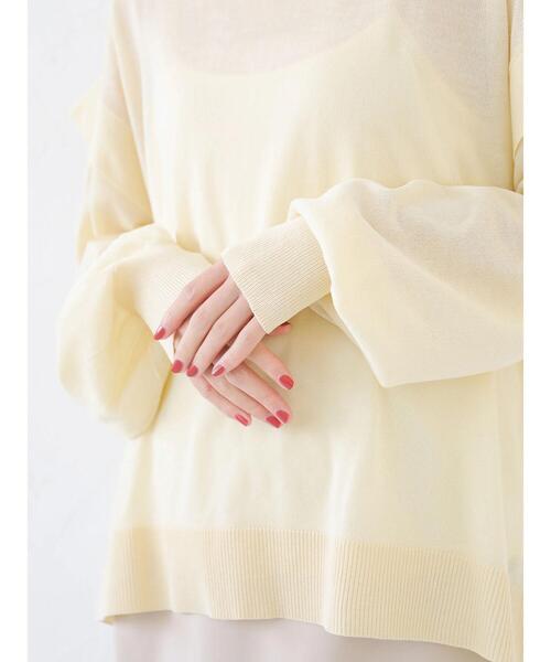 earth music&ecology（アースミュージックアンドエコロジー）の「SET2点 シアーニット+インナー ＊（ニット/セーター・レディース・ライトイエロー/アイボリー/ブラウン・FREE）」の11枚目の写真