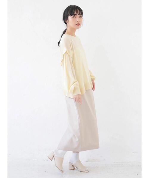 earth music&ecology（アースミュージックアンドエコロジー）の「SET2点 シアーニット+インナー ＊（ニット/セーター・レディース・ライトイエロー/アイボリー/ブラウン・FREE）」の14枚目の写真