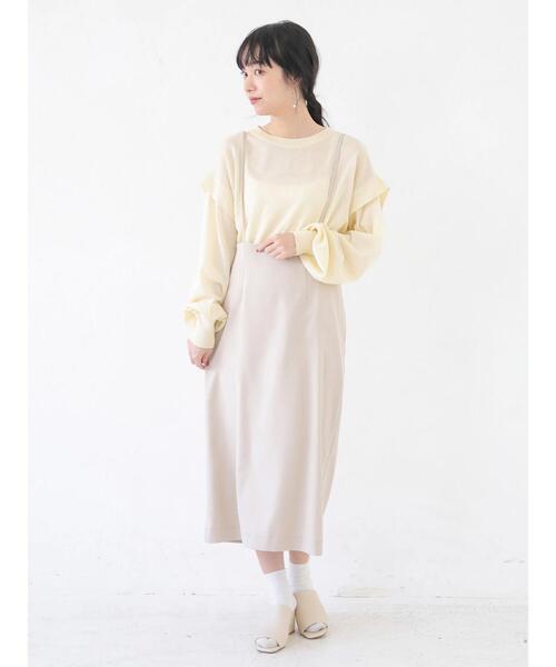 earth music&ecology（アースミュージックアンドエコロジー）の「SET2点 シアーニット+インナー ＊（ニット/セーター・レディース・ライトイエロー/アイボリー/ブラウン・FREE）」の17枚目の写真