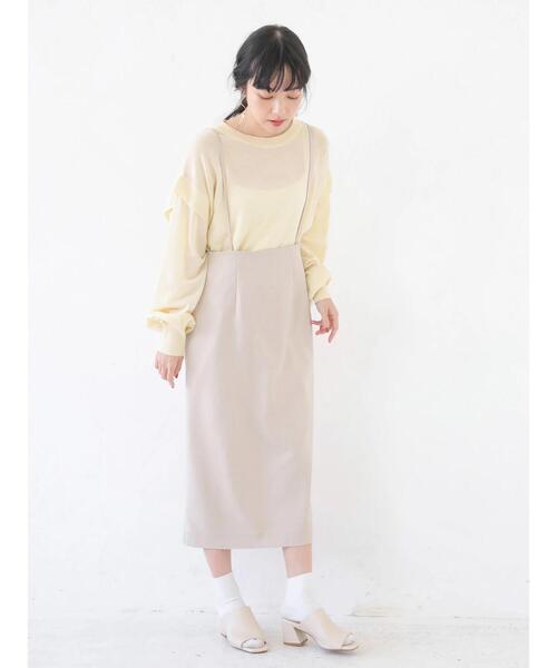 earth music&ecology（アースミュージックアンドエコロジー）の「SET2点 シアーニット+インナー ＊（ニット/セーター・レディース・ライトイエロー/アイボリー/ブラウン・FREE）」の18枚目の写真