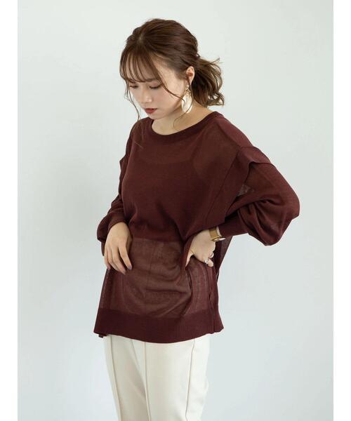 earth music&ecology（アースミュージックアンドエコロジー）の「SET2点 シアーニット+インナー ＊（ニット/セーター・レディース・ライトイエロー/アイボリー/ブラウン・FREE）」の22枚目の写真