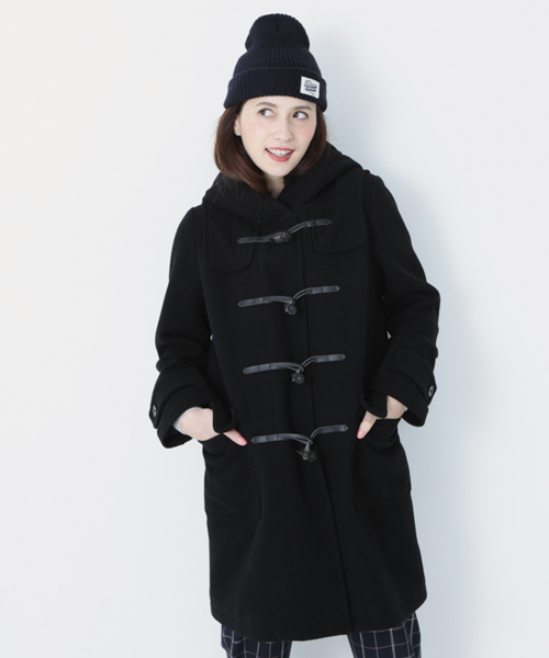 Another Edition（アナザーエディション）の「ヘリンボーンロングダッフル（ブラック）/AE HRBN LONG DFL09（ダッフルコート・レディース・ブラック・SMALL/MEDIUM）」の3枚目の写真