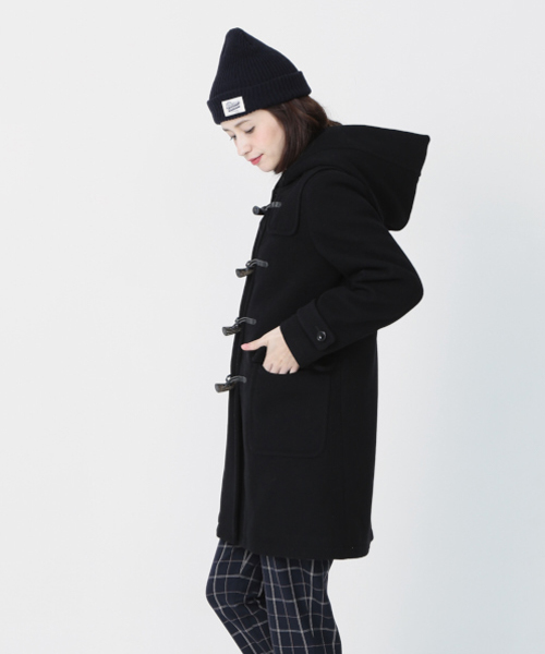 Another Edition（アナザーエディション）の「ヘリンボーンロングダッフル（ブラック）/AE HRBN LONG DFL09（ダッフルコート・レディース・ブラック・SMALL/MEDIUM）」の4枚目の写真