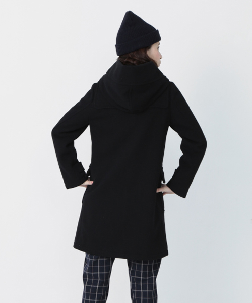 Another Edition（アナザーエディション）の「ヘリンボーンロングダッフル（ブラック）/AE HRBN LONG DFL09（ダッフルコート・レディース・ブラック・SMALL/MEDIUM）」の5枚目の写真