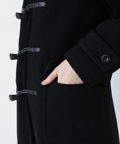 Another Edition（アナザーエディション）の「ヘリンボーンロングダッフル（ブラック）/AE HRBN LONG DFL09（ダッフルコート・レディース・ブラック・SMALL/MEDIUM）」の10枚目の写真