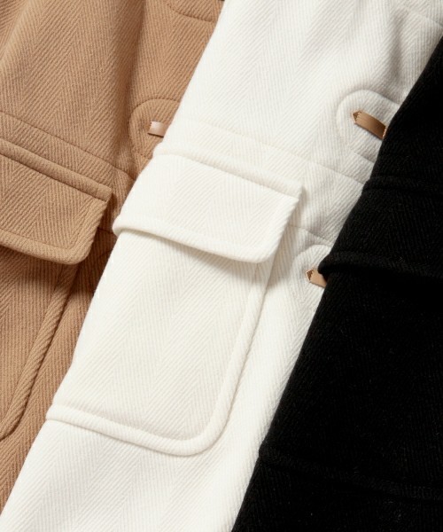 Another Edition（アナザーエディション）の「ヘリンボーンロングダッフル（ブラック）/AE HRBN LONG DFL09（ダッフルコート・レディース・ブラック・SMALL/MEDIUM）」の7枚目の写真