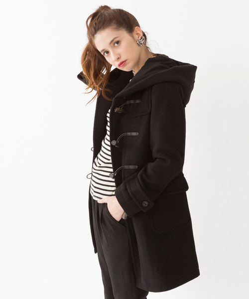 Another Edition（アナザーエディション）の「ヘリンボーンロングダッフル（ブラック）/AE HRBN LONG DFL09（ダッフルコート・レディース・ブラック・SMALL/MEDIUM）」の15枚目の写真