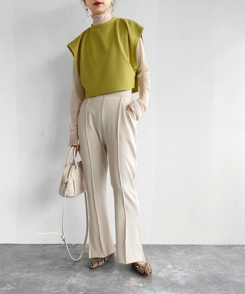 Birthday room（バースデイルーム）の「バックスリット2WAYデザインショート丈カットベスト（ベスト・レディース・ブラック/ベージュ/ライム/アイボリー・FREE）」の11枚目の写真