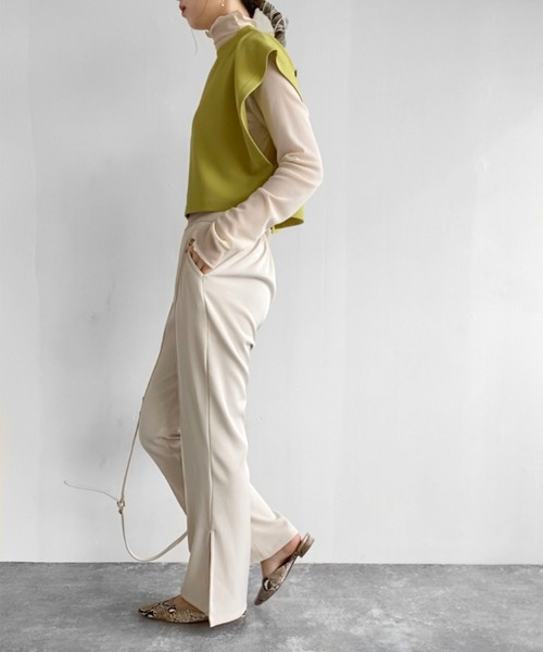 Birthday room（バースデイルーム）の「バックスリット2WAYデザインショート丈カットベスト（ベスト・レディース・ブラック/ベージュ/ライム/アイボリー・FREE）」の12枚目の写真