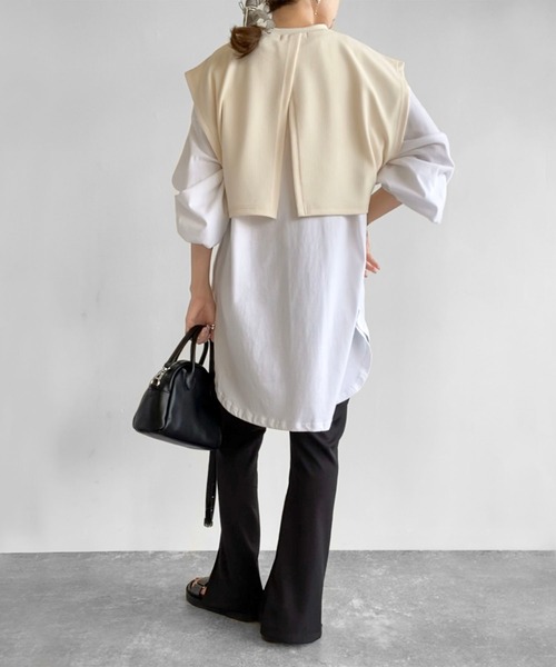 Birthday room（バースデイルーム）の「バックスリット2WAYデザインショート丈カットベスト（ベスト・レディース・ブラック/ベージュ/ライム/アイボリー・FREE）」の8枚目の写真