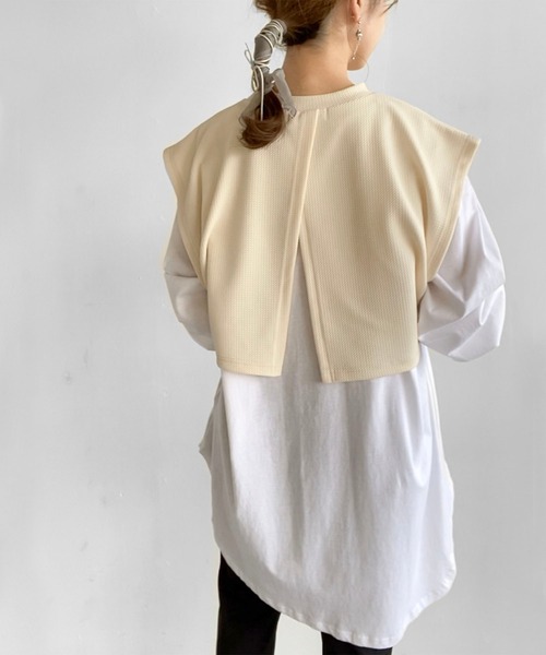 Birthday room（バースデイルーム）の「バックスリット2WAYデザインショート丈カットベスト（ベスト・レディース・ブラック/ベージュ/ライム/アイボリー・FREE）」の6枚目の写真