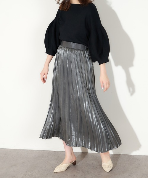 natural couture(ナチュラルクチュール)の「オーロラプリーツスカート(スカート・レディース・モカ/ミント/グレイッシュベージュ/ブラック・FREE)」の3枚目の写真