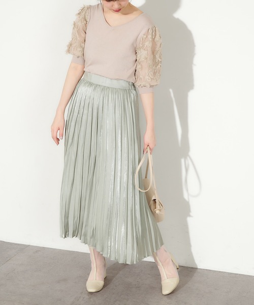 natural couture(ナチュラルクチュール)の「オーロラプリーツスカート(スカート・レディース・モカ/ミント/グレイッシュベージュ/ブラック・FREE)」の13枚目の写真