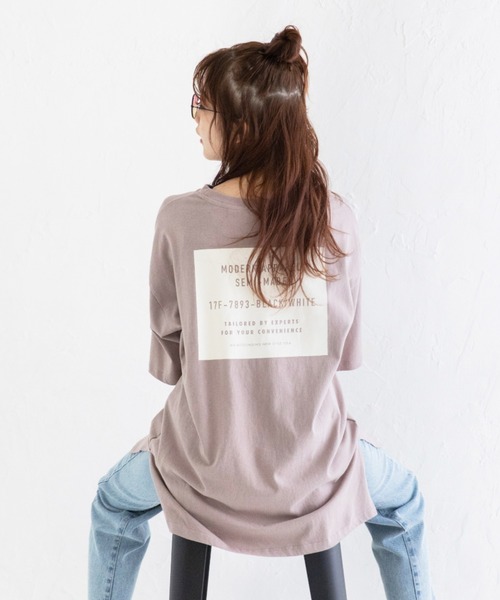 Mysa&Liina(ミーサリーナ)の「BACKプリントオーバーサイズコットンTシャツ(Tシャツ/カットソー・レディース・オフホワイト/サックスブルー/ピンクベージュ・M)」の3枚目の写真