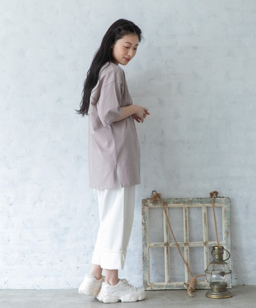 Mysa&Liina(ミーサリーナ)の「BACKプリントオーバーサイズコットンTシャツ(Tシャツ/カットソー・レディース・オフホワイト/サックスブルー/ピンクベージュ・M)」の15枚目の写真