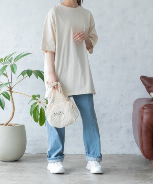 Mysa&Liina(ミーサリーナ)の「BACKプリントオーバーサイズコットンTシャツ(Tシャツ/カットソー・レディース・オフホワイト/サックスブルー/ピンクベージュ・M)」の9枚目の写真