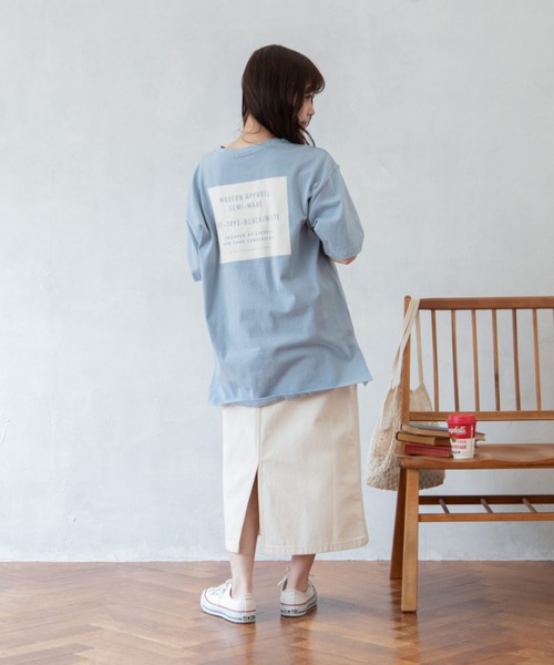 Mysa&Liina(ミーサリーナ)の「BACKプリントオーバーサイズコットンTシャツ(Tシャツ/カットソー・レディース・オフホワイト/サックスブルー/ピンクベージュ・M)」の10枚目の写真