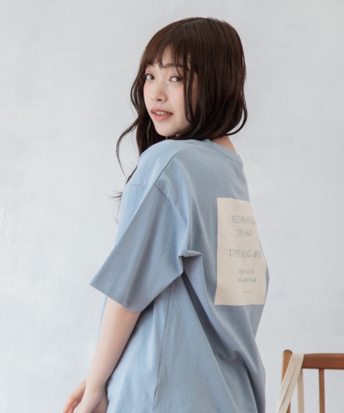 Mysa&Liina(ミーサリーナ)の「BACKプリントオーバーサイズコットンTシャツ(Tシャツ/カットソー・レディース・オフホワイト/サックスブルー/ピンクベージュ・M)」の6枚目の写真