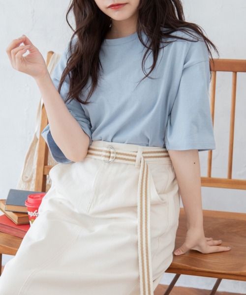 Mysa&Liina(ミーサリーナ)の「BACKプリントオーバーサイズコットンTシャツ(Tシャツ/カットソー・レディース・オフホワイト/サックスブルー/ピンクベージュ・M)」の7枚目の写真