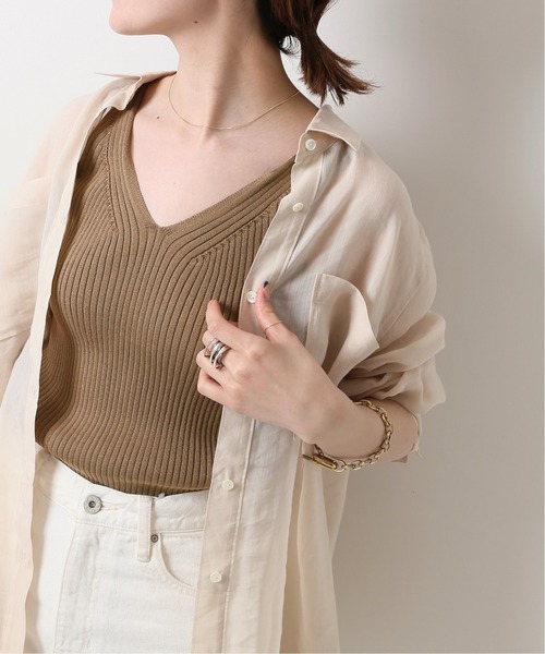 Spick & Span（スピックアンドスパン）の「コットンポリエステル 2wayニットタンクトップ◆（ニット/セーター・レディース・ホワイト/ネイビー/ブラウン/グリーン・FREE）」の3枚目の写真