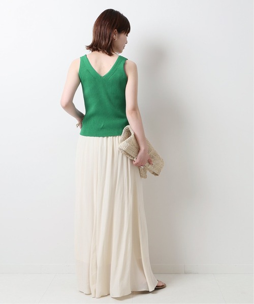 Spick & Span（スピックアンドスパン）の「コットンポリエステル 2wayニットタンクトップ◆（ニット/セーター・レディース・ホワイト/ネイビー/ブラウン/グリーン・FREE）」の9枚目の写真