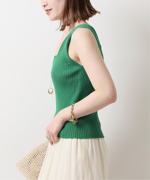Spick & Span（スピックアンドスパン）の「コットンポリエステル 2wayニットタンクトップ◆（ニット/セーター・レディース・ホワイト/ネイビー/ブラウン/グリーン・FREE）」の10枚目の写真