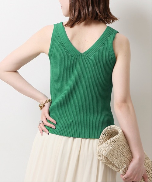 Spick & Span（スピックアンドスパン）の「コットンポリエステル 2wayニットタンクトップ◆（ニット/セーター・レディース・ホワイト/ネイビー/ブラウン/グリーン・FREE）」の11枚目の写真