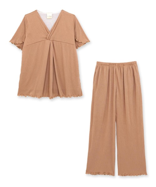 fran de lingerie（フランデランジェリー）の「bumpyプルオーバー・パンツ上下セット（ルームウェア/パジャマ・レディース・ブラウン/セージグリーン/ダークグレー・M-L）」の4枚目の写真