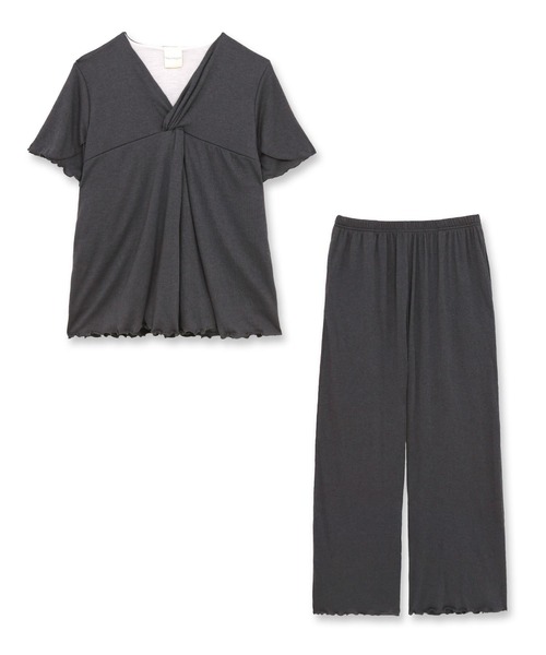 fran de lingerie（フランデランジェリー）の「bumpyプルオーバー・パンツ上下セット（ルームウェア/パジャマ・レディース・ブラウン/セージグリーン/ダークグレー・M-L）」の5枚目の写真