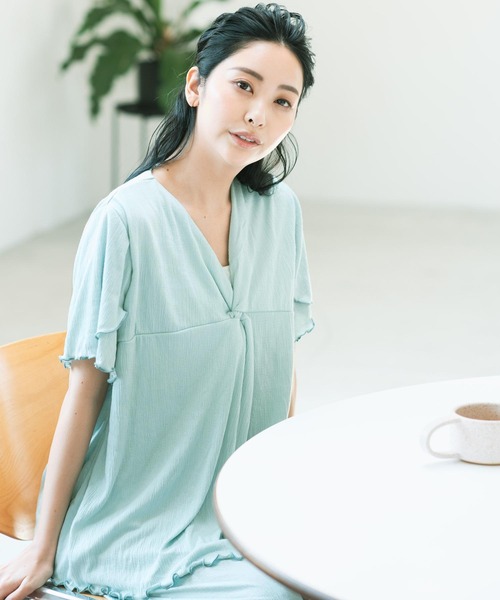 fran de lingerie（フランデランジェリー）の「bumpyプルオーバー・パンツ上下セット（ルームウェア/パジャマ・レディース・ブラウン/セージグリーン/ダークグレー・M-L）」の12枚目の写真