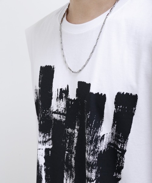 minsobi（ミンソビ）の「ロングタンクトップ ルーズシルエット（Tシャツ/カットソー・メンズ・ホワイト/ブラック・FREE）」の14枚目の写真