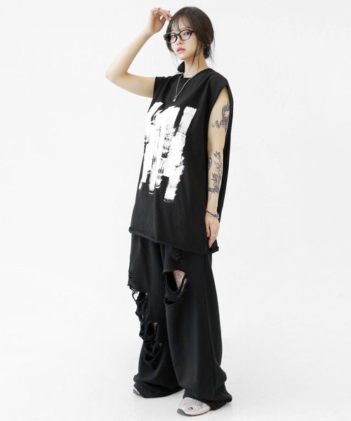 minsobi ロングシャツ　コート　XL minsobi tシャツ フラワーロングシャツコート ロング丈スリット