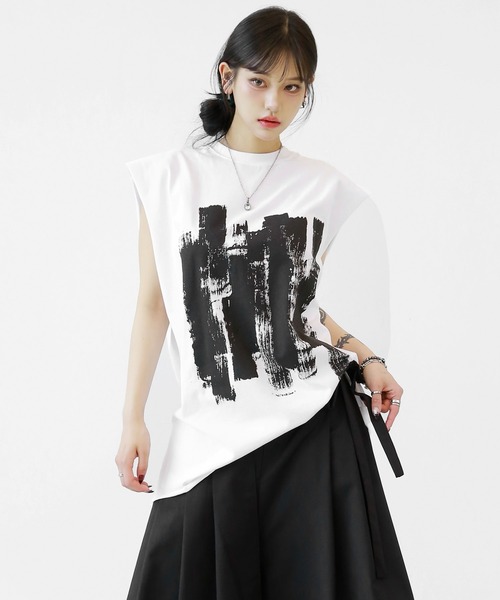 minsobi ロングシャツ　コート　XL フラワーロングシャツコート ロング丈スリットシャツ（Tシャツ