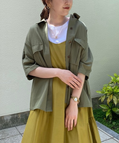 CAPRICIEUX LE'MAGE（カプリシューレマージュ）の「バックタックパフシャツ（シャツ/ブラウス・レディース・ネイビー/カーキ・FREE）」の8枚目の写真