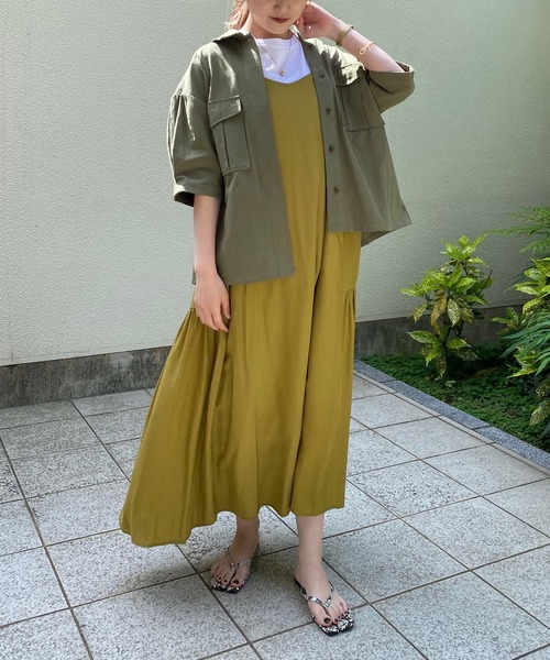 CAPRICIEUX LE'MAGE（カプリシューレマージュ）の「バックタックパフシャツ（シャツ/ブラウス・レディース・ネイビー/カーキ・FREE）」の5枚目の写真