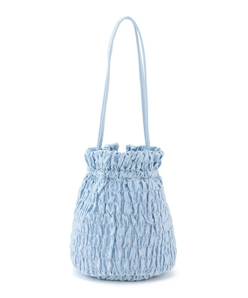 MADEMOISELLE ROPE'（マドモアゼル ロペ）の「【HAI】シャーリング巾着バッグ（ショルダーバッグ・レディース・サックスブルー/ブラック・FREE）」の9枚目の写真