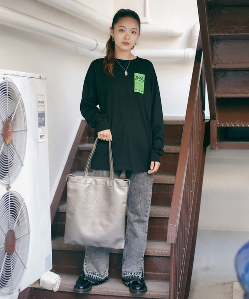 X-girl（エックスガール）の「FAUX LEATHER 2WAY BIG TOTE（トートバッグ・レディース・ブラック/ベージュ/パープル・ONE SIZE）」の14枚目の写真