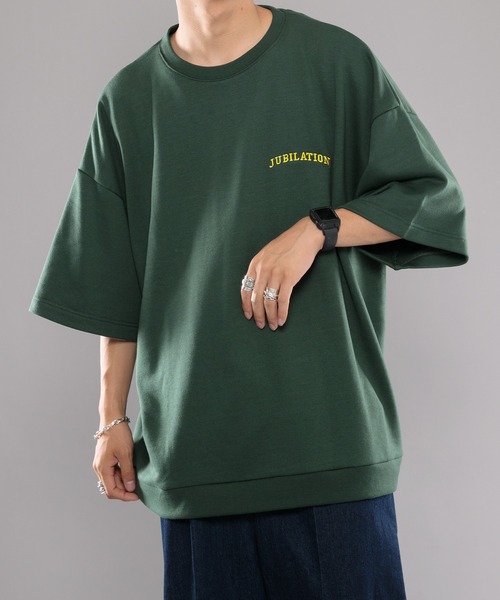 kutir(クティール)の「カレッジロゴ刺繍ルーズTシャツ(Tシャツ/カットソー・メンズ・ダークグリーン/グレー/ダークブルー・MEDIUM/LARGE)」の3枚目の写真