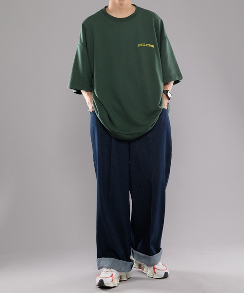 kutir(クティール)の「カレッジロゴ刺繍ルーズTシャツ(Tシャツ/カットソー・メンズ・ダークグリーン/グレー/ダークブルー・MEDIUM/LARGE)」の19枚目の写真