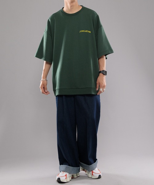 kutir(クティール)の「カレッジロゴ刺繍ルーズTシャツ(Tシャツ/カットソー・メンズ・ダークグリーン/グレー/ダークブルー・MEDIUM/LARGE)」の18枚目の写真