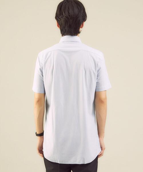 WORK TRIP OUTFITS GREEN LABEL RELAXING（ワークトリップアウトフィッツグリーンレーベル リラクシング）の「WTO Pロンスト トリコット カッタウェイ スリム ドレスシャツ -イージーアイロン・吸水速乾・ストレッチ-（ビジネスシャツ・メンズ・ライトブルー/コバルトブルー・SMALL/LARGE/X-LARGE/MEDIUM）」の10枚目の写真