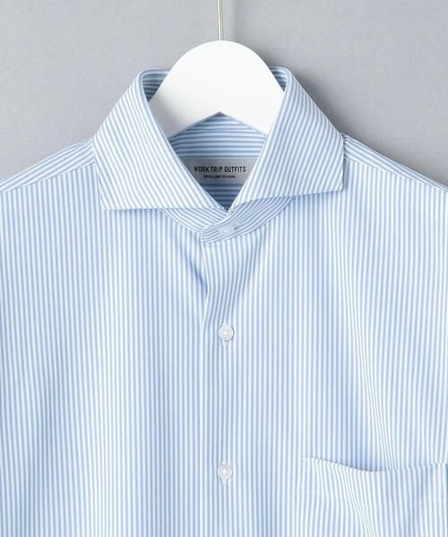WORK TRIP OUTFITS GREEN LABEL RELAXING（ワークトリップアウトフィッツグリーンレーベル リラクシング）の「WTO Pロンスト トリコット カッタウェイ スリム ドレスシャツ -イージーアイロン・吸水速乾・ストレッチ-（ビジネスシャツ・メンズ・ライトブルー/コバルトブルー・SMALL/LARGE/X-LARGE/MEDIUM）」の12枚目の写真