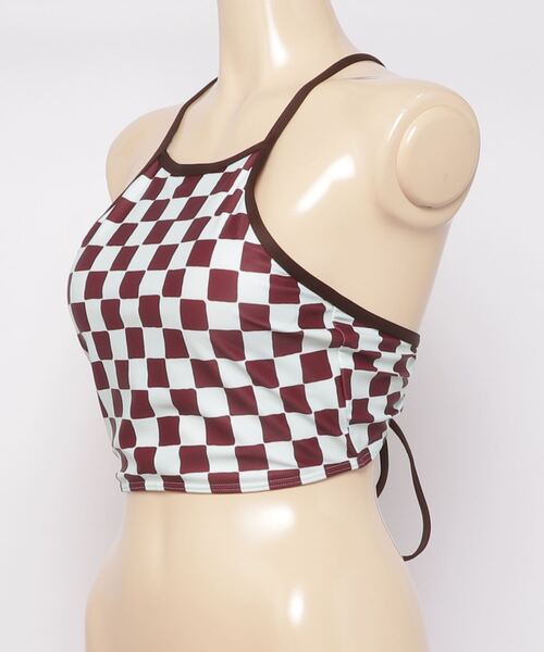 MAISON SPECIAL（メゾンスペシャル）の「チェッカーフラッグアメスリスウィムトップ【MAISON SPECIAL/メゾンスペシャル】（水着・レディース・ブラック/ブラウン・38/36）」の3枚目の写真