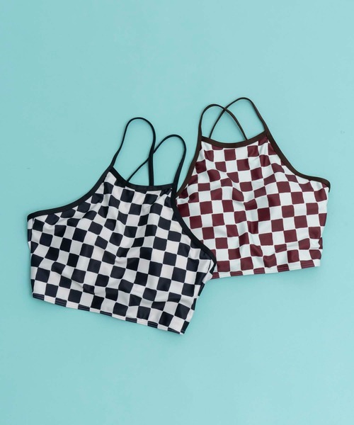 MAISON SPECIAL（メゾンスペシャル）の「チェッカーフラッグアメスリスウィムトップ【MAISON SPECIAL/メゾンスペシャル】（水着・レディース・ブラック/ブラウン・38/36）」の5枚目の写真